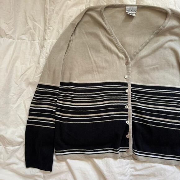 Vintage 90s oversized striped cardigan women’s large Bobbie brooks grunge baggy - Picture 3 of 8